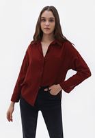 Women Bordeaux Cotton Oversize Shirt