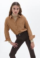 Women Beige Cotton Oversize Shirt