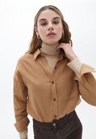 Women Beige Cotton Oversize Shirt