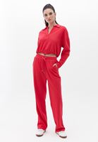 Bayan Pembe Polo Yaka Crop Tişört