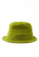 Women Green Wool Blended Bucket Hat