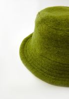 Women Green Wool Blended Bucket Hat