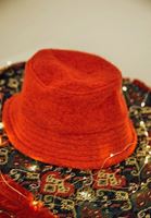 Women Orange Wool Blended Bucket Hat