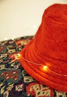 Women Orange Wool Blended Bucket Hat