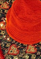 Women Orange Wool Blended Bucket Hat