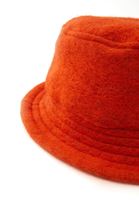 Women Orange Wool Blended Bucket Hat