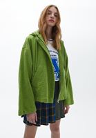 Women Green Oversize Hooded Jacket