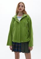 Women Green Oversize Hooded Jacket