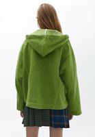 Women Green Oversize Hooded Jacket