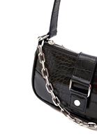 Women Black Baguette Bag with Buckle