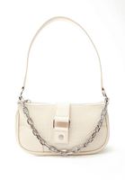 Women Beige Baguette Bag with Buckle