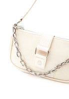 Women Beige Baguette Bag with Buckle