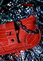 Women Red Baguette Bag with Buckle