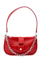 Women Red Baguette Bag with Buckle