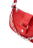 Women Red Baguette Bag with Buckle