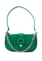 Women Green Baguette Bag with Buckle