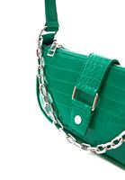 Women Green Baguette Bag with Buckle