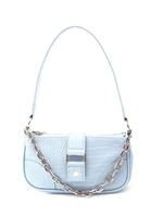 Women Blue Baguette Bag with Buckle