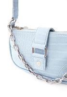 Women Blue Baguette Bag with Buckle