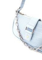 Women Blue Baguette Bag with Buckle