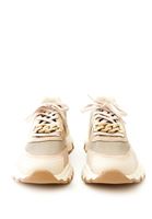 Women Beige Sneakers with Chain Detail