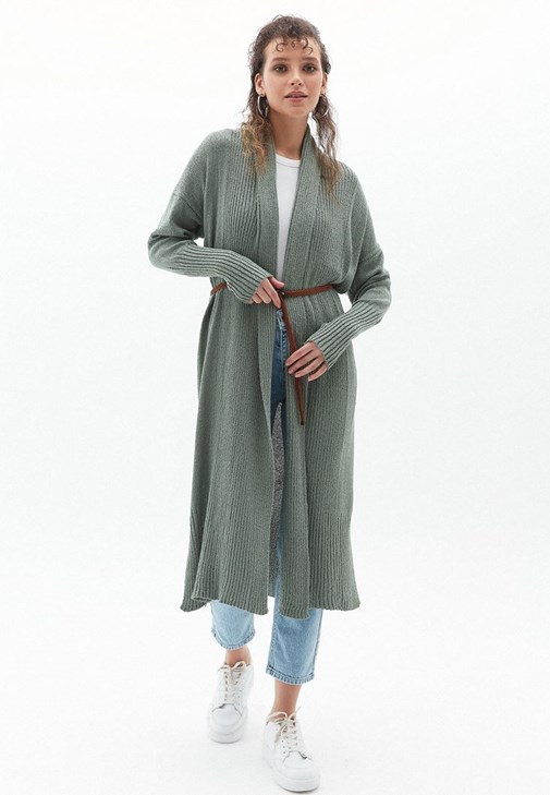 Green Long Knitwear Cardigan Online Shopping | OXXOSHOP