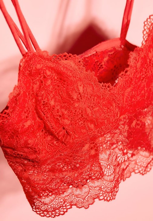 Red Lace Detailed Strapped Bralette 