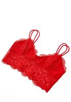 Women Red Lace Detailed Strapped Bralette