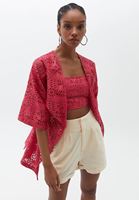 Women Pink Lace Kimono