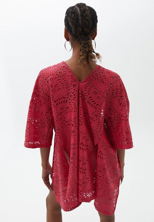 Dantelli Kimono ve Şort Kombini
