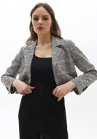 Bayan Çok Renkli Ekose Desenli Crop Ceket