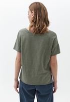 Women Green Cotton Boat Neck Tshirt