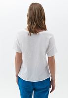 Women White Cotton Boat Neck Tshirt