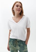 Bayan Beyaz V Yaka Oversize Tişört