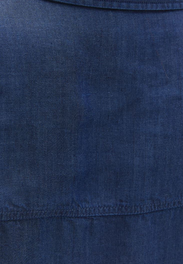 نساء أزرق قميص جينز بتفاصيل جيب