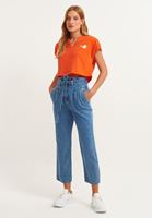 Bayan Mavi Kemerli Yüksek Bel Denim Pantolon