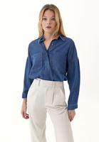 Bayan Mavi Oversize Denim Gömlek ( TENCEL™ )