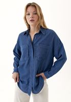 Bayan Mavi Oversize Denim Gömlek ( TENCEL™ )
