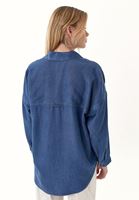 Bayan Mavi Oversize Denim Gömlek ( TENCEL™ )