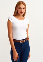 Women White Cotton Stretch Tshirt