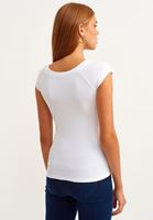 Women White Cotton Stretch Tshirt