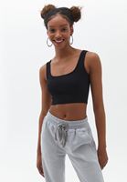 Women Black Square Neck Crop Top