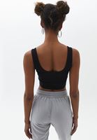 Women Black Square Neck Crop Top