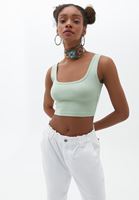 Women Green Square Neck Crop Top