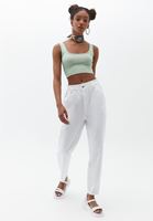 Women Green Square Neck Crop Top