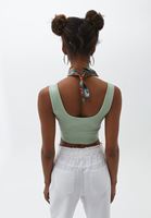Women Green Square Neck Crop Top
