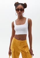 Women White Square Neck Crop Top