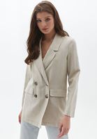 Women Beige Linen Blazer Jacket