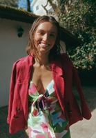Women Pink Linen Blazer Jacket