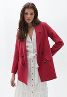 Women Pink Linen Blazer Jacket